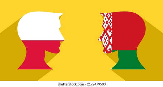 face to face concept. poland vs belarus. vector illustration