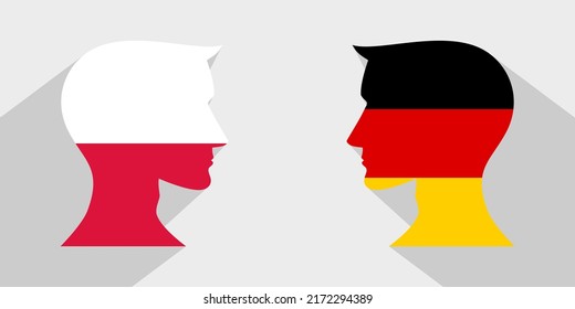 face to face concept. polish vs german. vector illustration