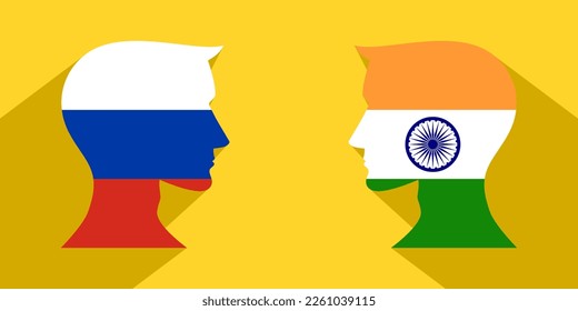 face to face concept. russia and india. vector illustration