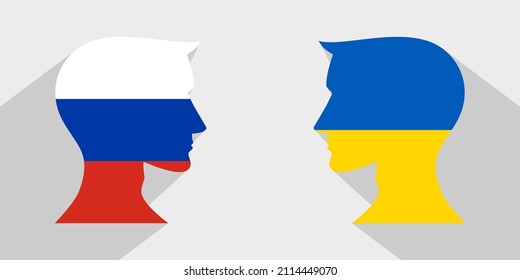 face to face concept. russia vs ukraine. vector illustration