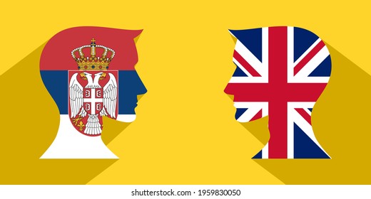 face to face concept with serbia vs british. banner, sticker, print, decorative
