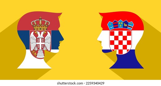 face to face concept. serbia vs croatia. vector illustration
