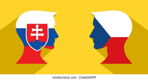 face to face concept. slovak vs czechia