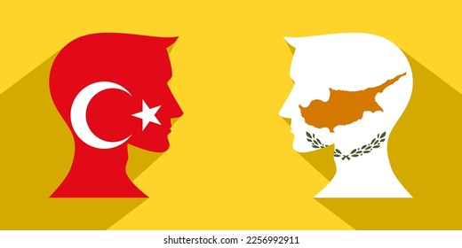 face to face concept. turkey vs cyprus. vector illustration