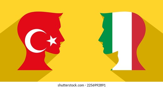 face to face concept. turkey vs italy. vector illustration