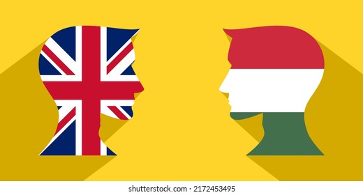 face to face concept. uk vs hungary. vector illustration