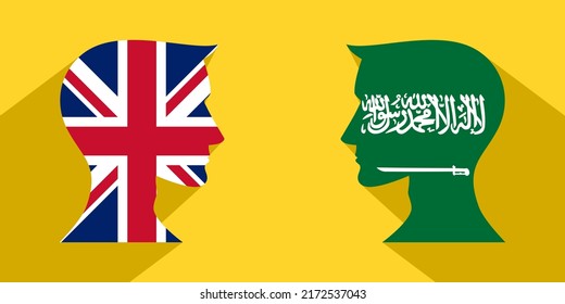 Konzept von Angesicht zu Angesicht. las Saudi-Arabien. Vektorgrafik