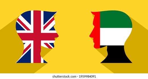face to face concept with uk vs uae. banner, sticker, print, decorative
