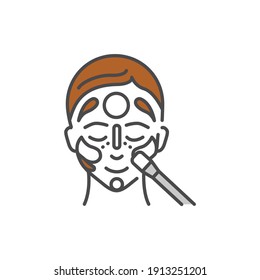 Face contouring line color icon. Sign for web page, mobile app, button, logo