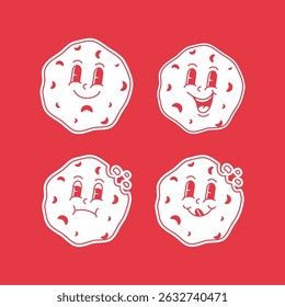 Face Cookie padaria bonito retro desenho animado vetor mão desenhada