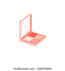 Face cosmetic makeup eye shadow palette  4 colors for everyday in a square shape with a mirror in inside view