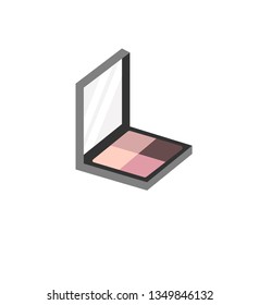 Face cosmetic makeup eye shadow 4 colors natural palette in a square shape with a mirror in inside view