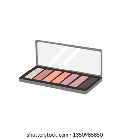 Face cosmetic makeup eye shadow 7 colors natural palette in a square shape with a mirror in inside view