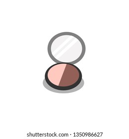Face cosmetic makeup eye shadow 2 colors natural palette in a circle shape with a mirror in front view
