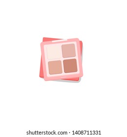 Face cosmetic makeup eye shadow four-colors in a natural palette for every day look, square shape in top view