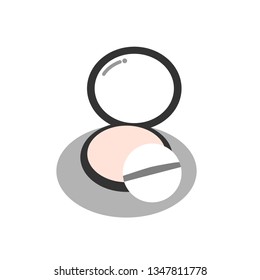 Face cosmetic makeup powder in a circle  shape with a mirror inside view