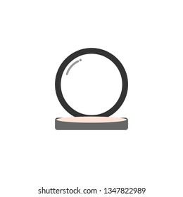 Face cosmetic makeup powder in a circle  shape with a mirror in front view