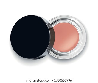 Face Cosmetic Makeup Powder or Eye Shadow. Top View Isolated on White Background. Vector