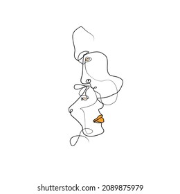 Face couple one line art illustration