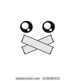 face with covered mouth draw