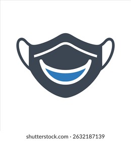 Icono de máscara de cobertura facial. Vector y glifo