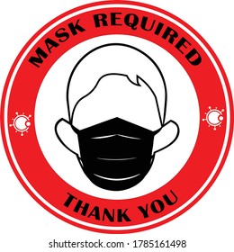 Face covering sign. Masks required. Wear mask sign for business. Wear face covering sign and symbol vector.  Do not enter without face mask. Surgical and medical mask sign. Protective mask symbol.  