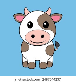 Face of the Cow Looking Forward Vector Illustration Cartoon Clipart  Line Art Design