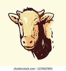 face cow sketch vector