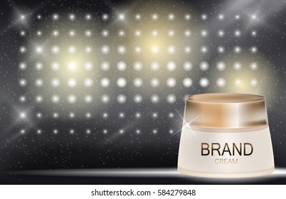Face Cream Bottle Tube Template for Ads or Magazine Background. 3D Realistic Vector Iillustration. EPS10