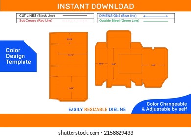 Face cream box packaging with window and insert dieline template