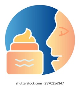 Gesicht und creme flache Ikone. Farbsymbole im Gesicht im trendigen, flachen Stil. Farbverlauf-Design für Hautpflege, entwickelt für Web und App. EPS10