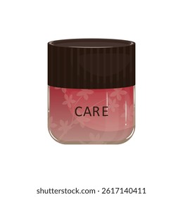 Face cream in glass jar in flat design. Beauty skin care product pack. Vector illustration isolated.