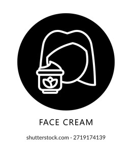Botón Del Icono De La Crema De La Cara, Mini Ilustración Relacionada Con El Cuidado Personal. Uso Para El Concepto Moderno, Ui, Web Ux Y Desarrollo De App.
