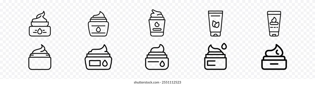 Face cream icon, skin moisturizer cream icon, Hand cream tube icon. Skincare, beauty. Care, Creams jar icon, Tube for cream icons. cosmetic product icons