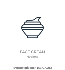Face cream icon. Thin linear face cream outline icon isolated on white background from hygiene collection. Line vector sign, symbol for web and mobile