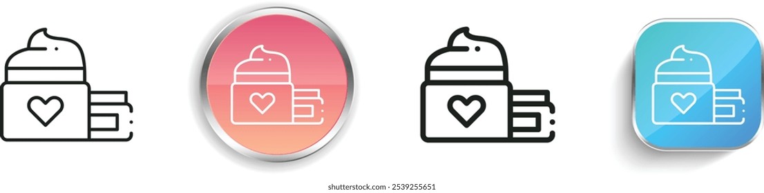 Gesichtscreme-Symbol. Design mit dünnen Linien, regelmäßigen Linien und Schaltflächen einzeln auf weißem Hintergrund