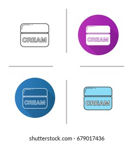 Face cream jar icon. Flat design, linear and color styles. Cosmetics. Isolated vector illustrations