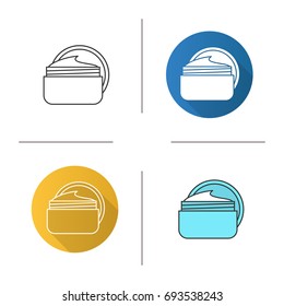 Face cream jar icon. Flat design, linear and color styles. Cosmetics. Isolated vector illustrations