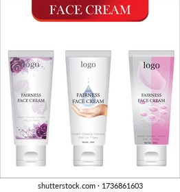 diseño de etiqueta de color crema facial. Diseño de empaque. Publicidad de crema facial. ilustración vectorial