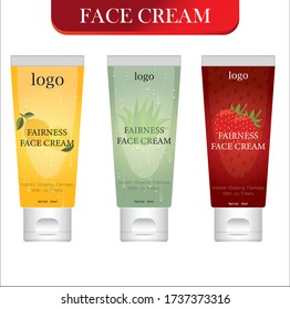 diseño de etiqueta de color crema facial. Diseño de empaque. Publicidad de crema facial. ilustración vectorial