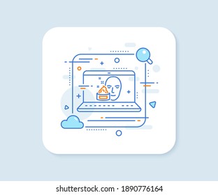 Face cream line icon. Abstract vector button. Skin care lotion sign. Cosmetics symbol. Face cream line icon. Laptop concept badge. Vector