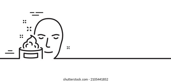 Face cream line icon. Skin care lotion sign. Cosmetics symbol. Minimal line illustration background. Face cream line icon pattern banner. White web template concept. Vector