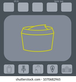  Face cream line vector icon on a gray cine-film background. Flat design style