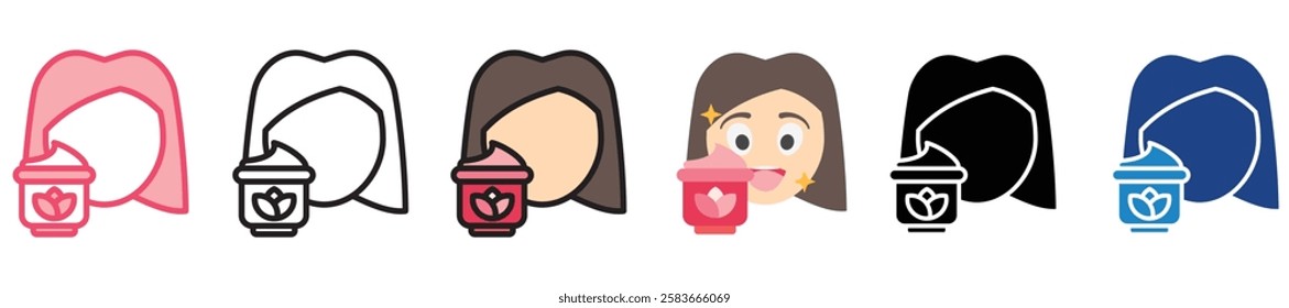 Face Cream multi-style color icon, mini or small illustration, use for UI, UX, app and web development, digital or print. for health, beauty, personal care, body treatment.