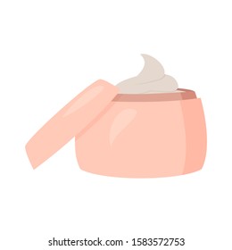Face cream pink jar. Vector cartoon illustration.