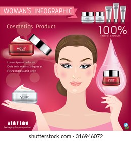 Face creams using infographics. moisturizing cream. Vector