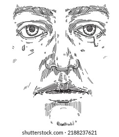 face crying looking sad mood tears sadness symbol isolated on white background