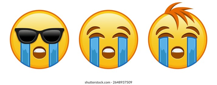 Face crying loudly Set of three emoji