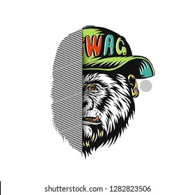 Face Cut SWAG Monkey with cap - Monkey modern street style attributes for stiker