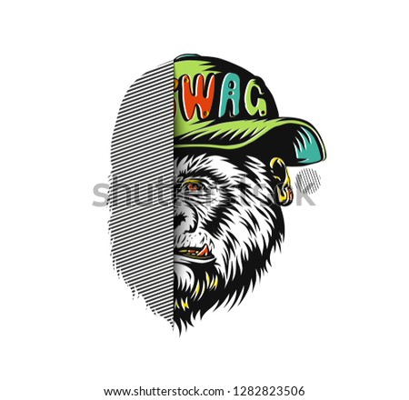 Face Cut SWAG Monkey with cap - Monkey modern street style attributes for stiker